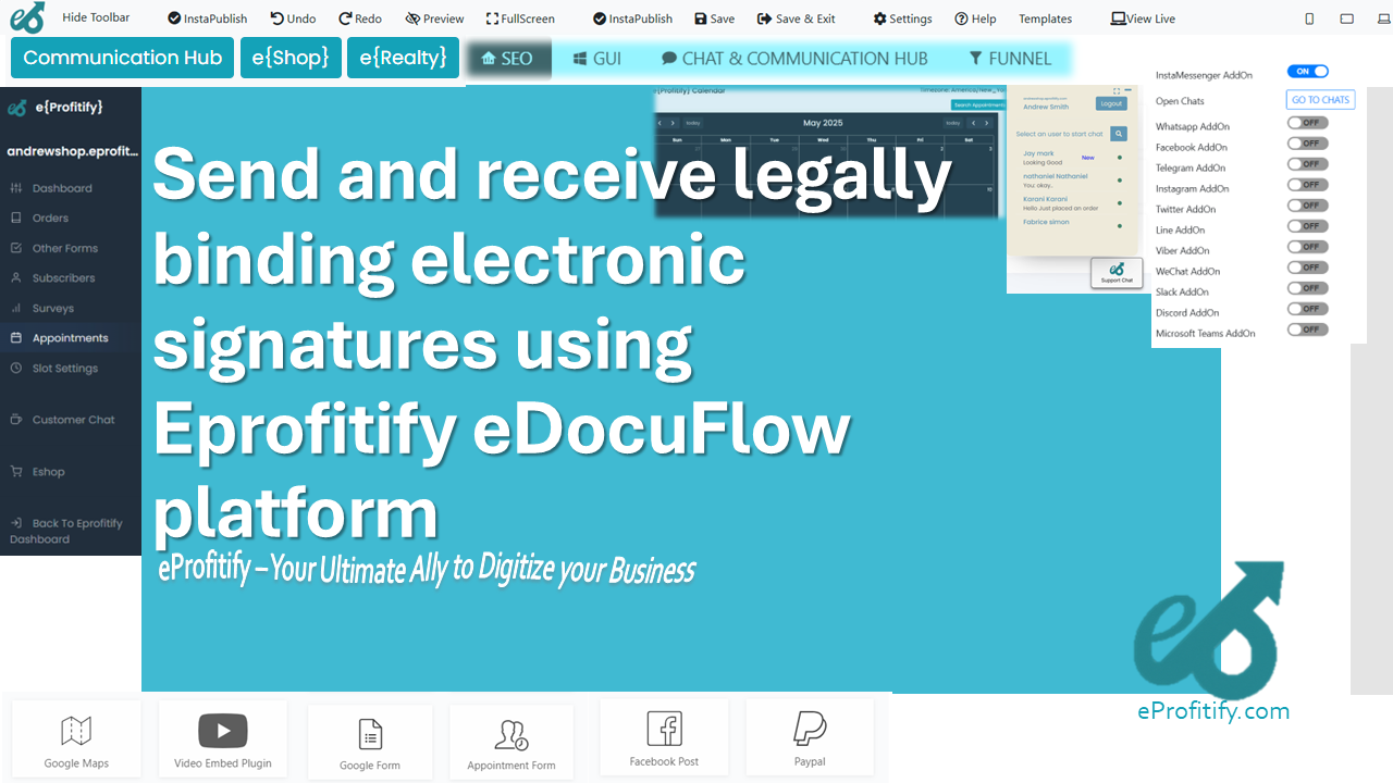 Send and receive legally binding electronic signatures using Eprofitify eDocuFlow platform